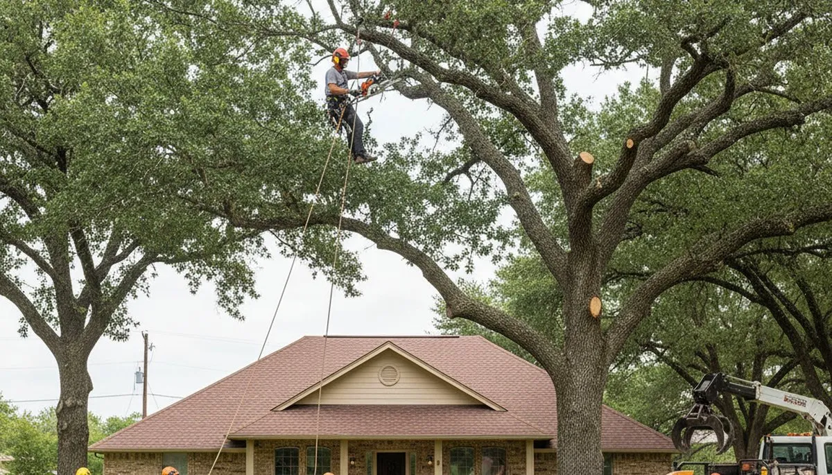 San Antonio, TX tree service crew trimming trees for safe, professional property maintenance